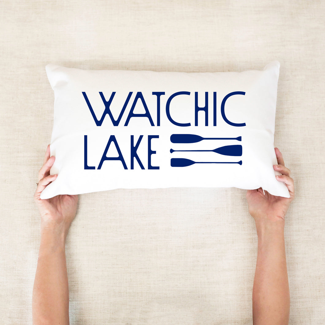 Custom Lake Paddles Canvas Lumbar Pillow