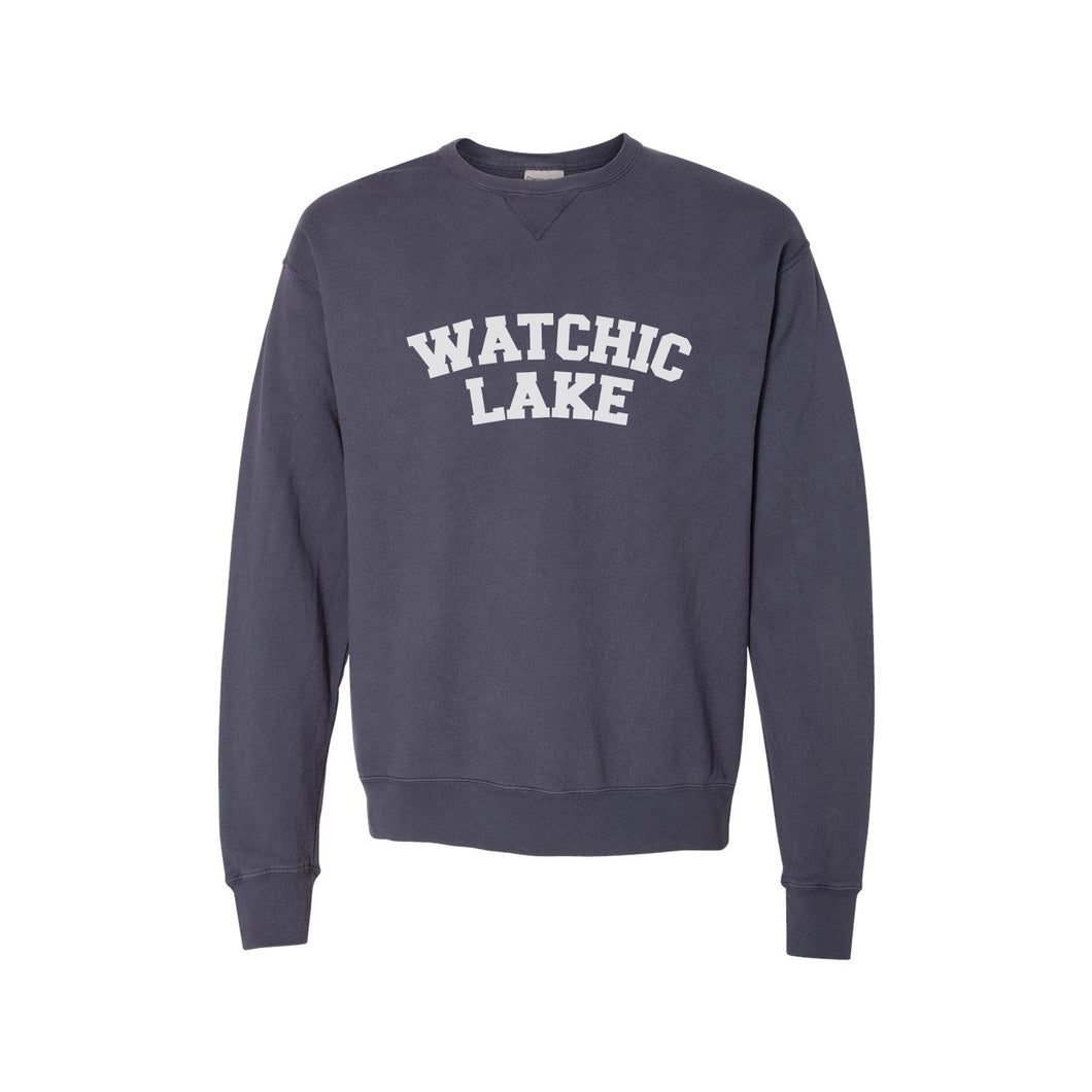 Custom Varsity Lake Pigment Dyed Crew Sweatshirt