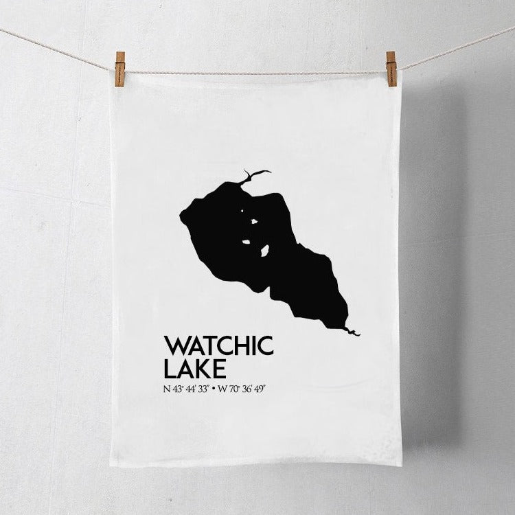 Custom Lake w/coordinates Flour Sack Tea Towel - Watchic Lake